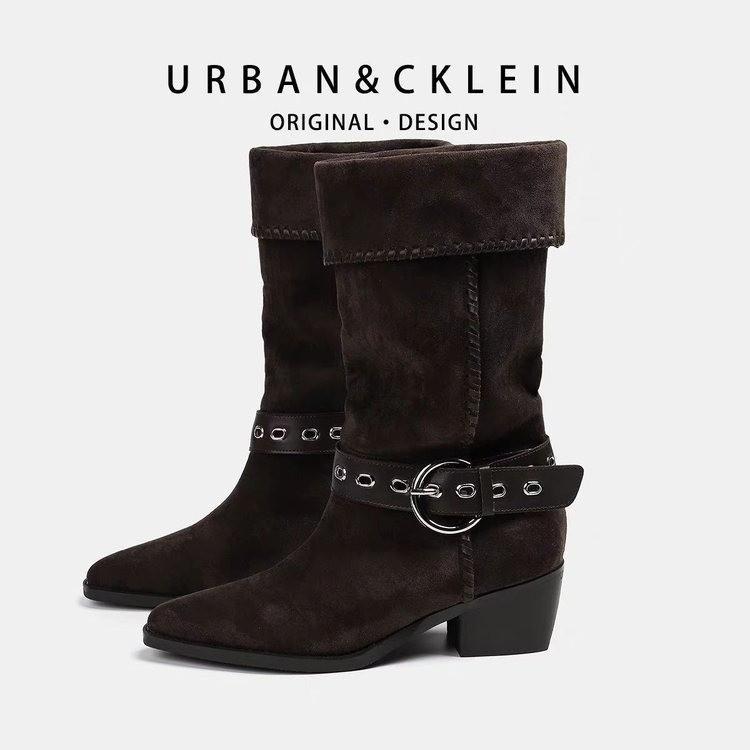 Fang Gun Same 2025 Autumn and Winter New Wasteland Wind Pile Boots Retro Western Travel Boots Knight Boots Women