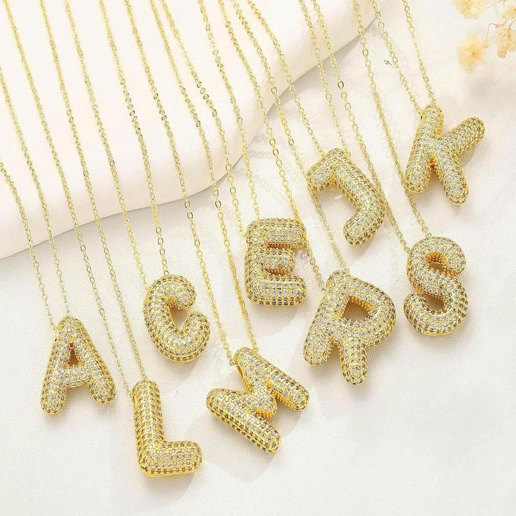 Elegant Zircon Letter Pendant Necklace – Versatile Clavicle Chain