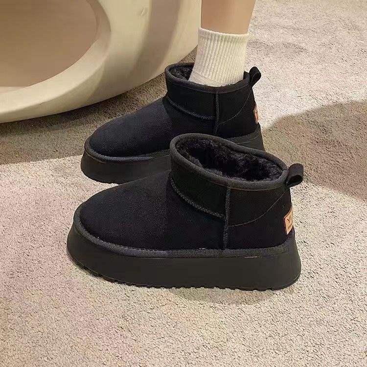 Snow Boots Women's Winter Velvet Four Seasons Zhou Dongyu Same Style European Station Thick-soled Inner Height-increasing Cotton Shoes
