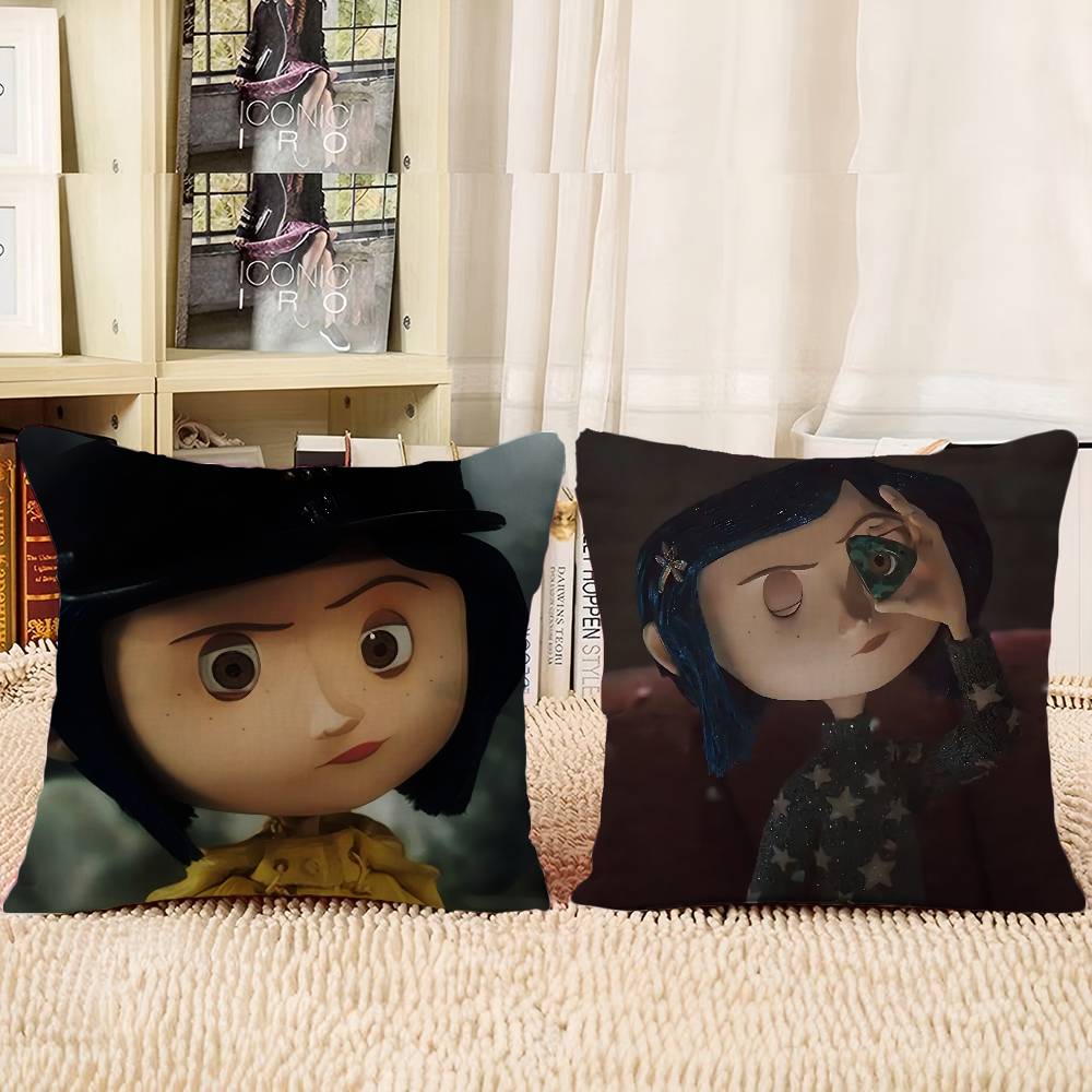 Anime Coralin Povlak na polštář Odnímatelný omyvatelný potah na polštář – Celoroční měkké lněné