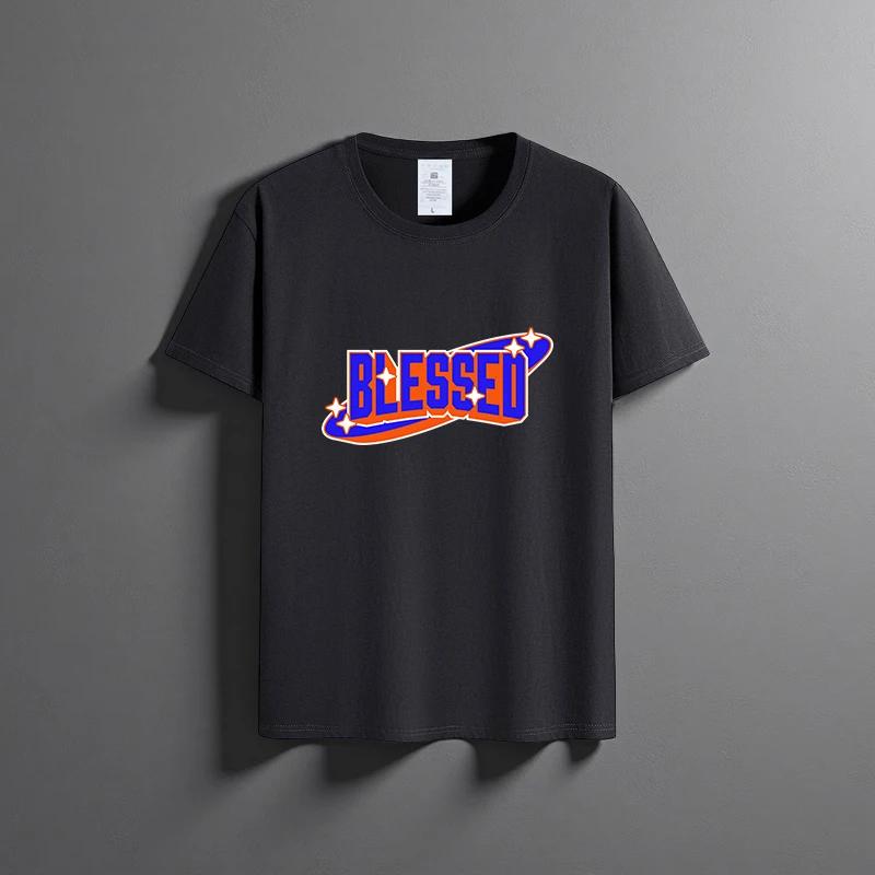 Summer new unisex versatile pure cotton T-shirt fashionable casual round neck top breathable loose fit print short sleeved shirt