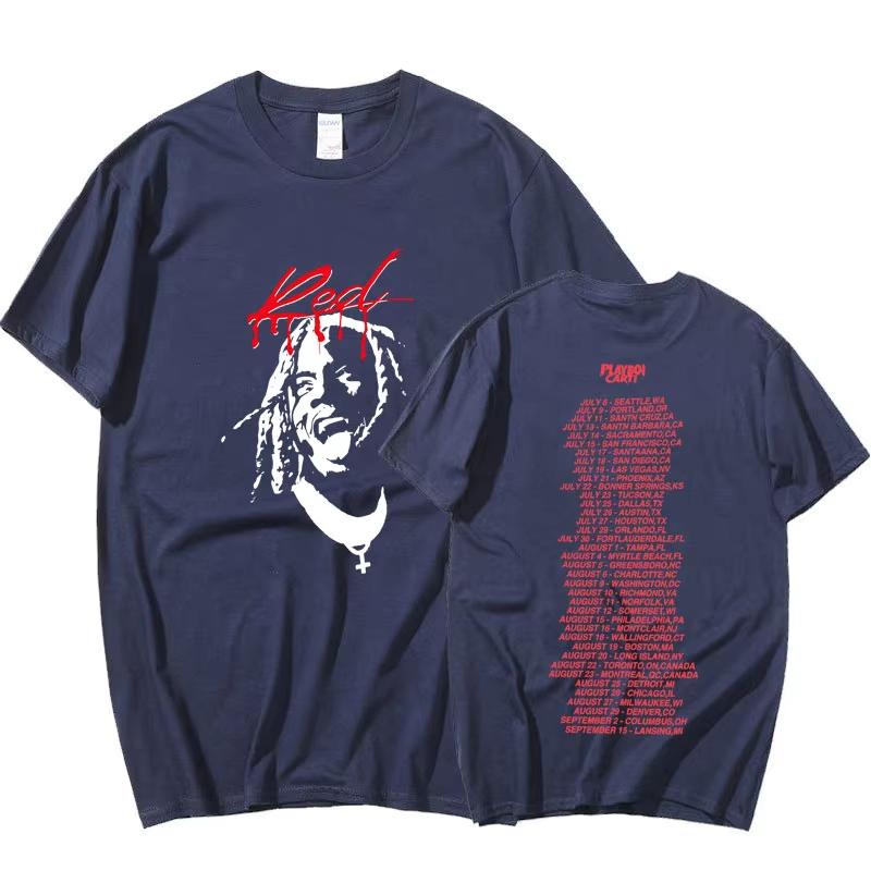 Playboi Carti Álbum de Música Whole Lotta Red Camiseta Estampada Ropa Unisex Camiseta Vintage de Rapero Hip Hop Tops Casuales de Verano Góticos