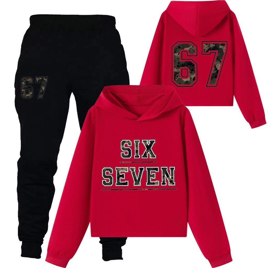 Children's Casual Fashion Digital Print Hooded Sweatshirt And Pants Set