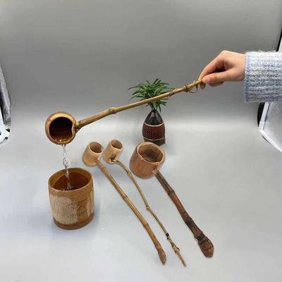 Bambu Trä Tesked i Kinesisk Stil Långt Handtag Vattenskopa Te-ceremoni Redskap Teservis Bordsdekoration Köksredskap