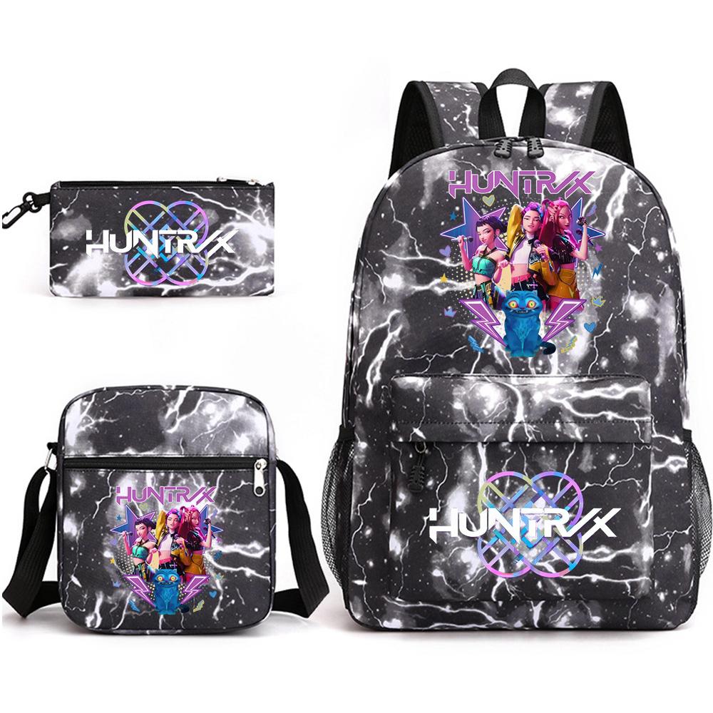 3Pcs/set Cute Cartoon Printed Backpack with Shoulder Bag Pencil Case for Teenager Student Boy Girl School Bag Large Capacity Bookbag Kid Gift