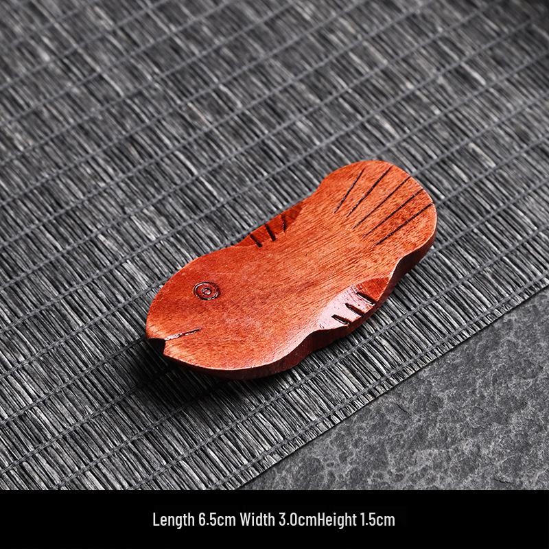 Rosewood Fish-Shaped Leaf Tea Tongs & Chopstick Rest