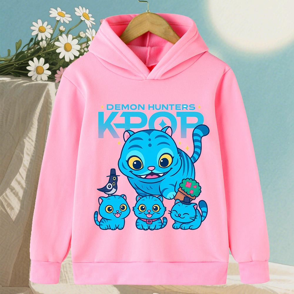 

K-pop Охотник на демонов Саджа Мальчики Мультяшные Девочки Мальчик Толстовка с капюшоном Теплая Детская Корейская волна Мода Повседневные Топы Повседневная одежда 150 cm