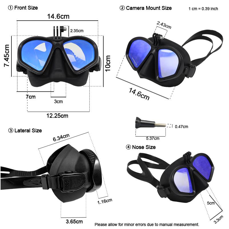 Professional Wet Low Volume Freediving Mask, Tempered Glass Dive Mask, J-Type Diving Mask, Snorkel Set, Diving, Swimming, Snorkeling, Mask