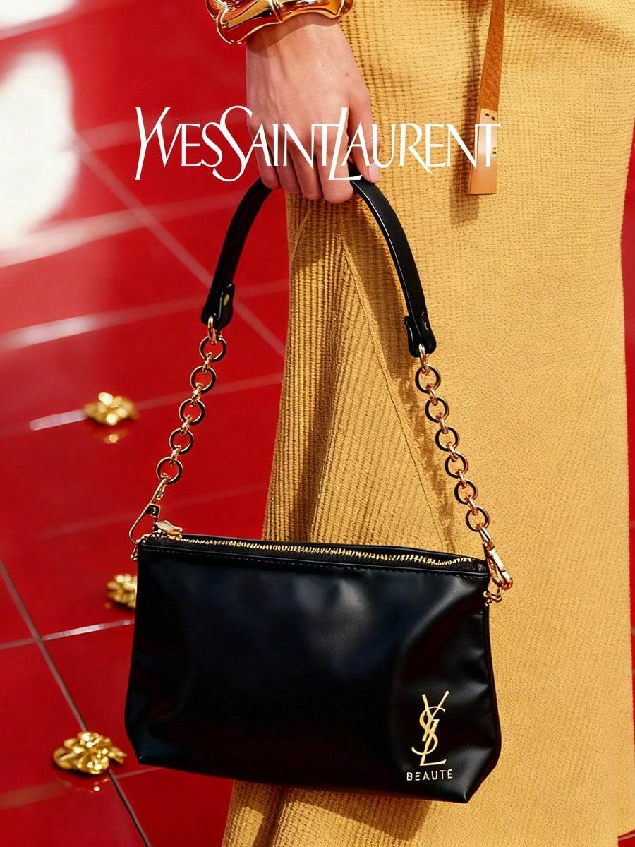 Модная женская сумка на одно плечо с цепочкой сумка-клатч с дизайном сумка через плечо золотистого цвета с логотипом чёрный 5890₽