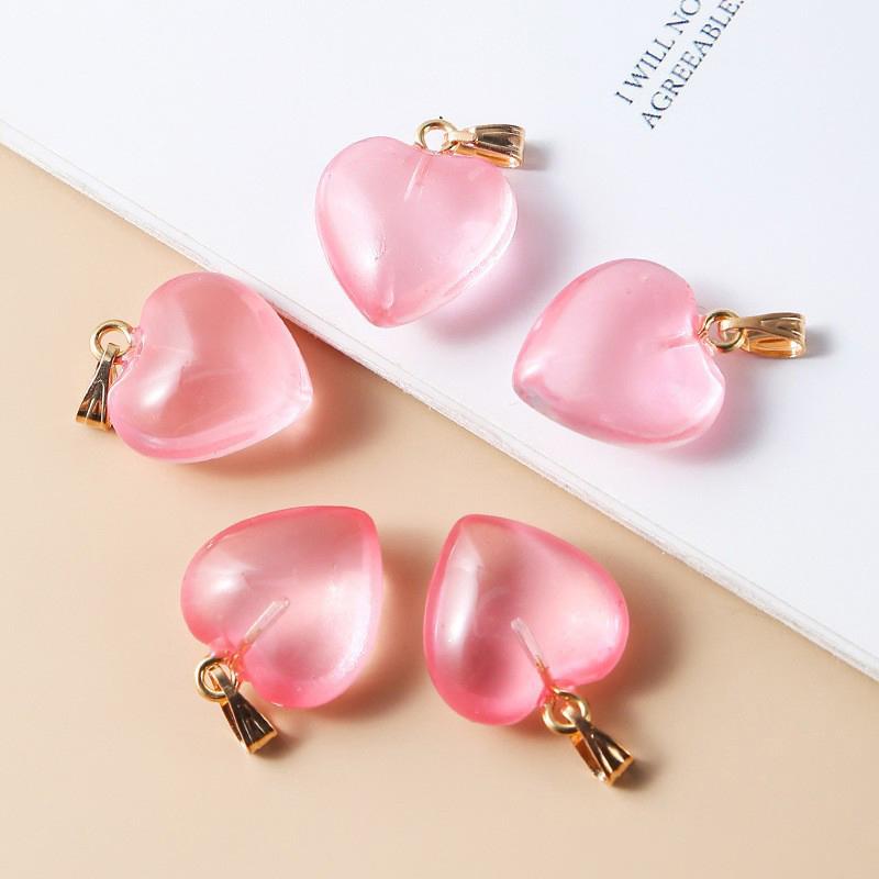 5Pcs/Lot Lampwork  Glass Love Heart Beads Charms Pendant Diy Handmade Jewelry Making Accessories