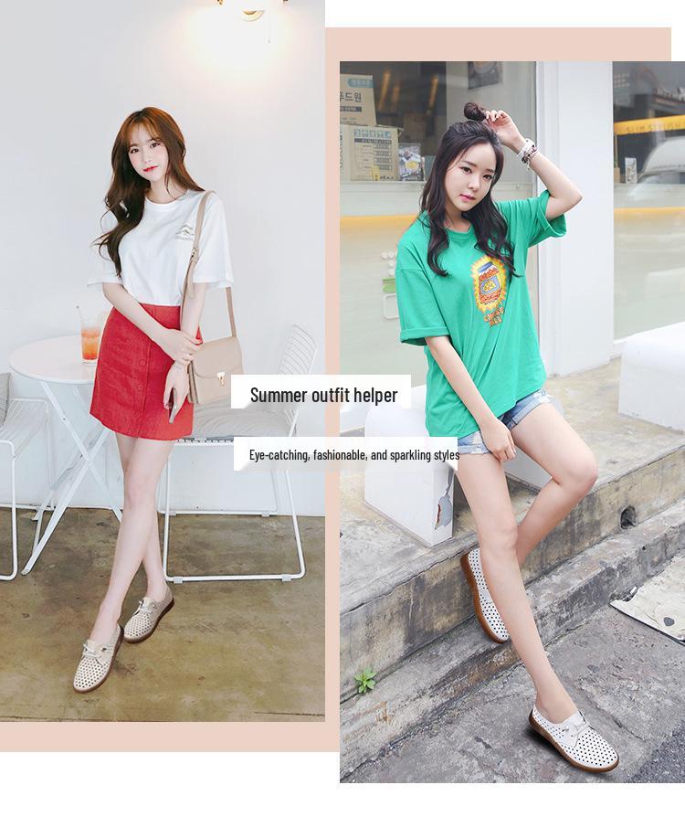 Women's Genuine Leather Slip-On Shoes - Autumn Soft Sole, Non-slip, Casual White Flats