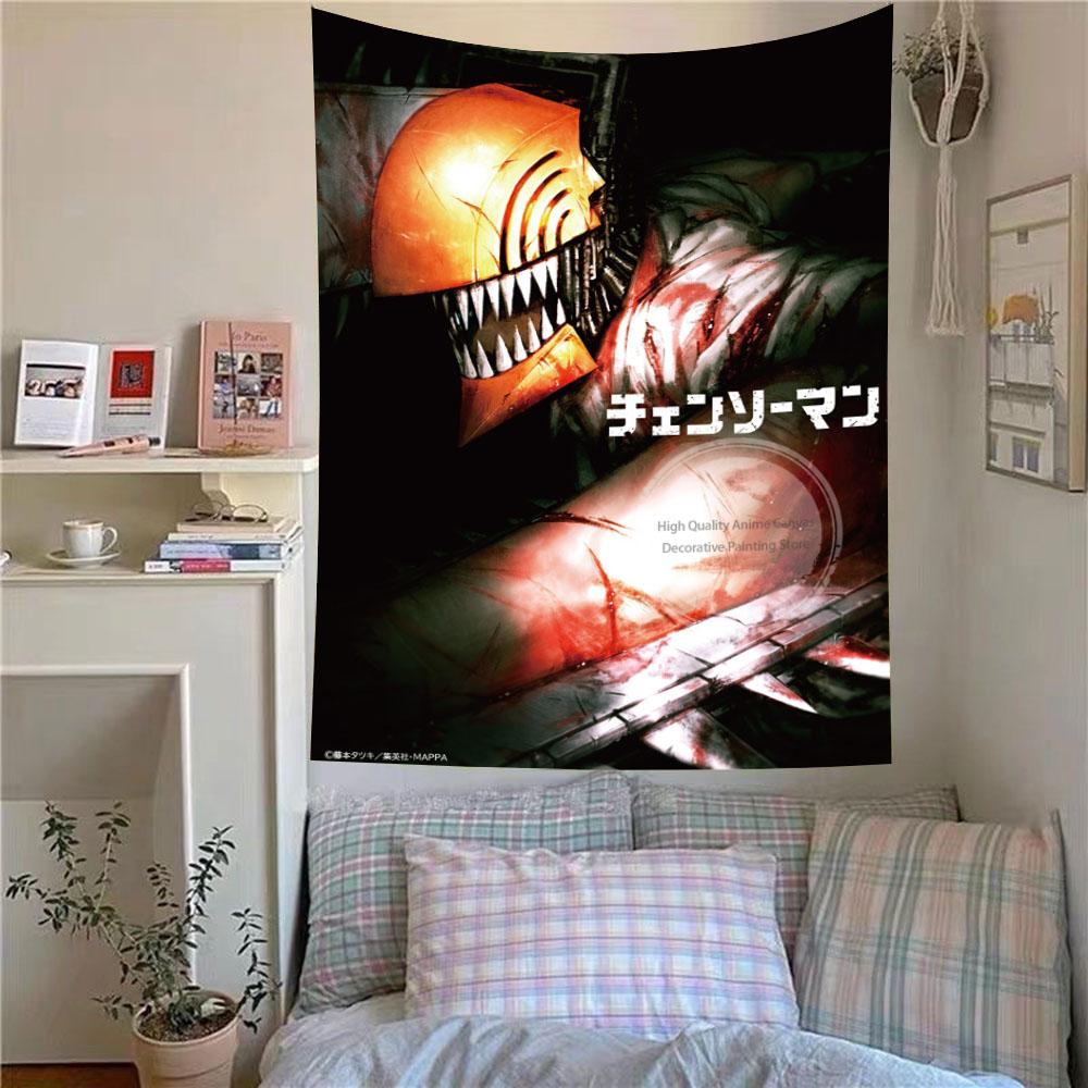 

Japanese Popular Anime Poster Tapestry Hippie Chainsaw Man Wall Hanging Bedroom Aesthetic Room Decor Background Cloth 74x94cm(29x37in)