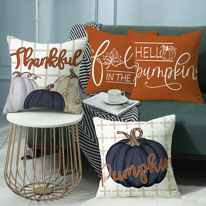 Autumn New Linen Letter Print Sofa Pillow Living Room Cushion Bedside Bay Window Cushion Cover