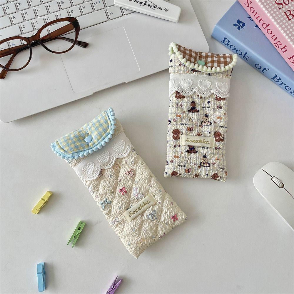 Cartoon Glasses Storage Bag Lace Sunglasses Pouch Simple Cotton Glasses Case  Male