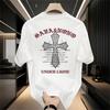 Gothic Style Men's T Shirt Harajuku Cross Printed Punk Casual Short Sleeve T Shirts Hip-hop Loose Streetwear Tops Men Clothing
