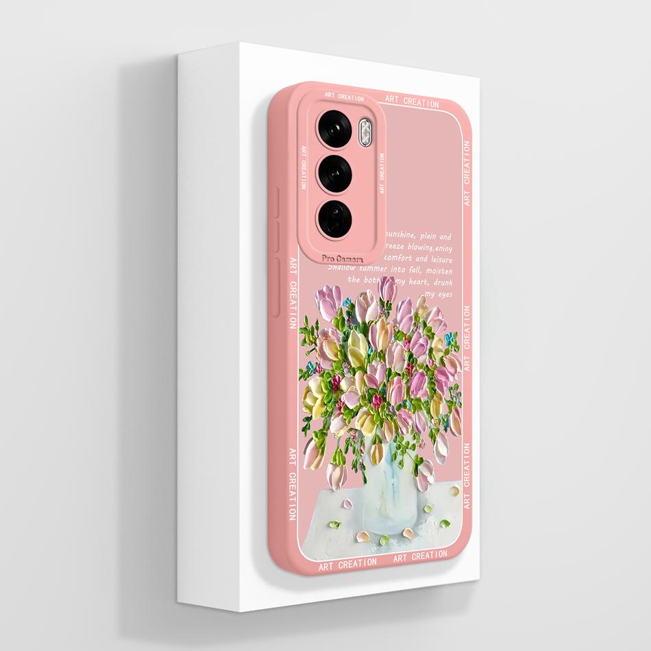 Art Case For Oppo Reno 12 Pro Soft Liquid Silicone Back Cover For Oppo Reno12 12Pro 5G Shockproof Full Protection Phone Cases
