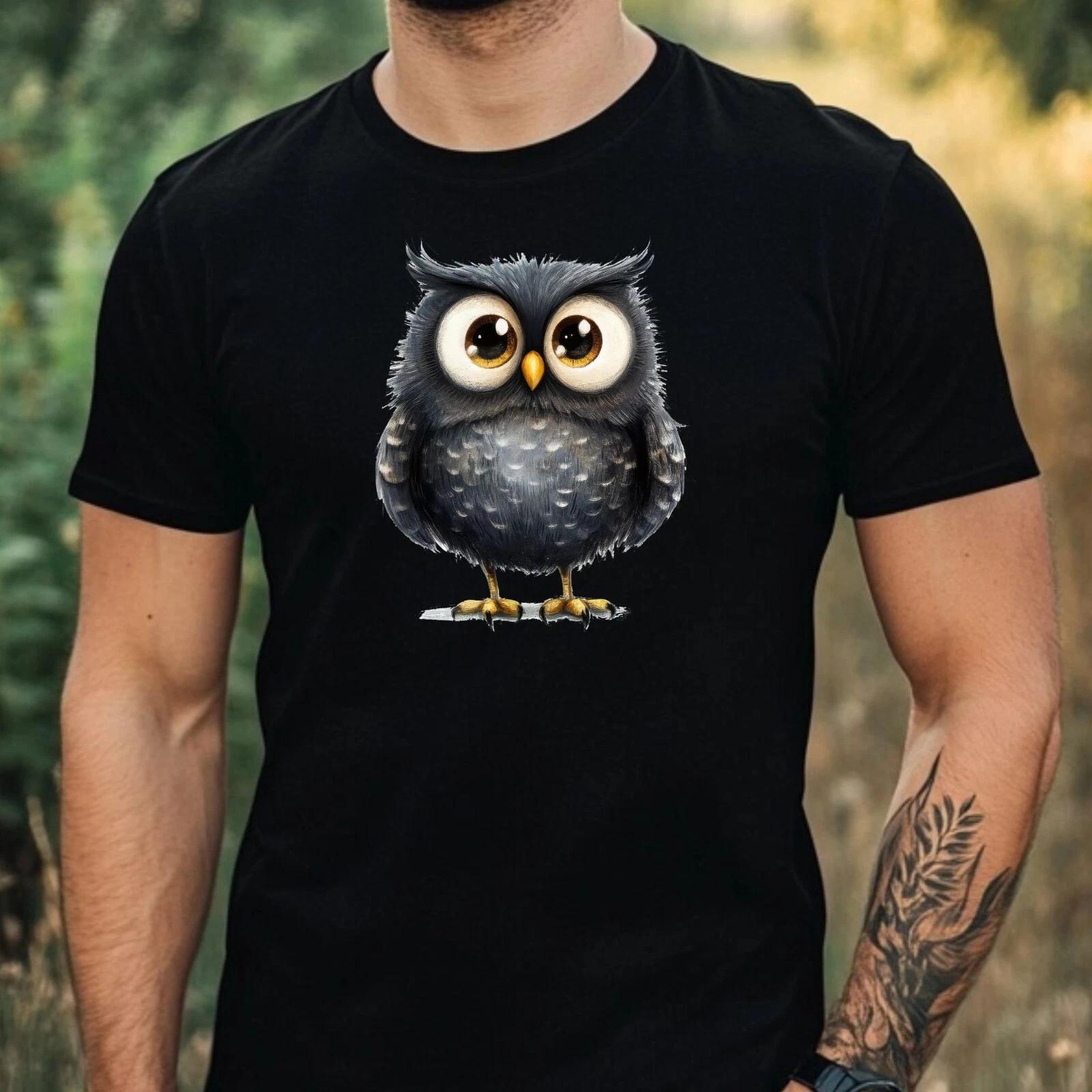 T-Shirt Herren Lustige Eule Motiv Baumwolle Größe XS bis 5XL XXL