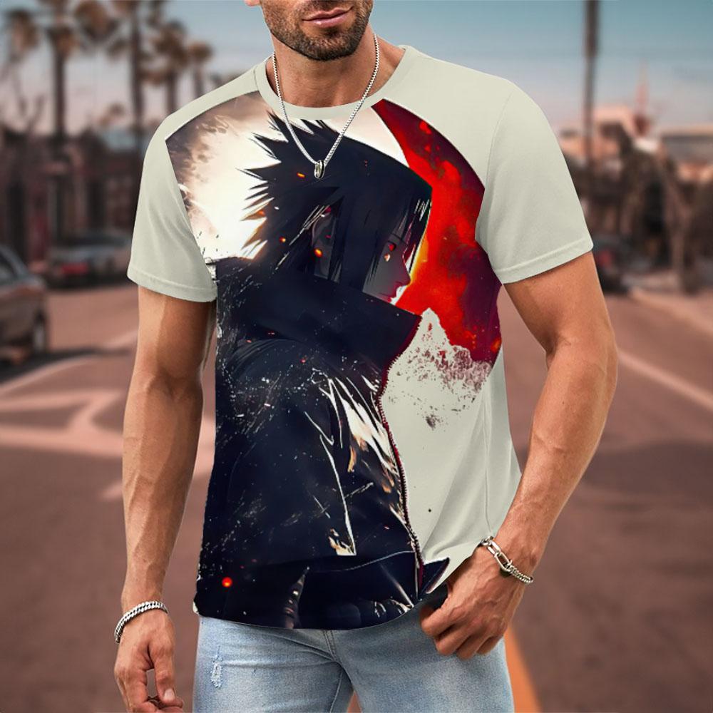 Pánské tričko MINISO Naruto Japonské anime 3D potisky Ležérní Trička s krátkým rukávem Street Oversized oblečení Móda Kreslená trička