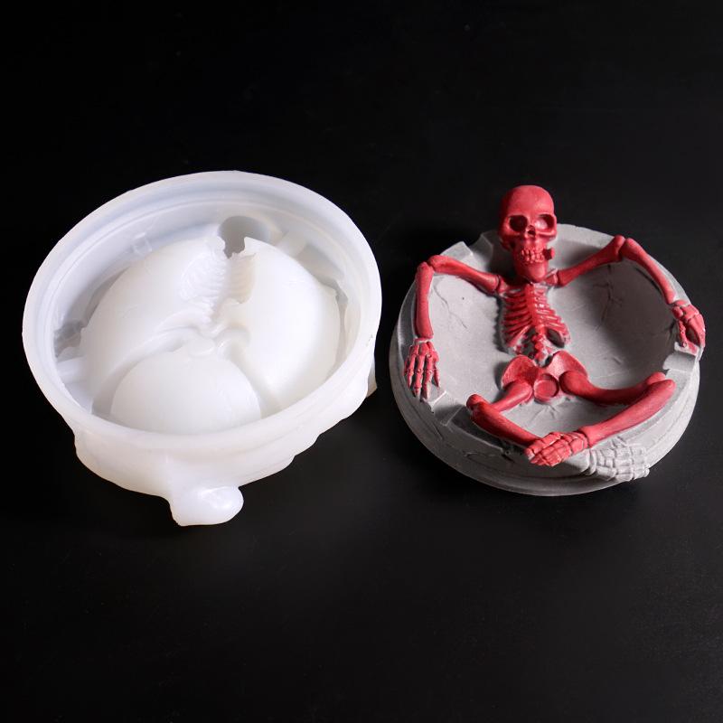 Silicone Mold White Halloween Ashtray Mold Plaster Ashtray Mold Silicone For Home Decor Crafting Party Decoration
