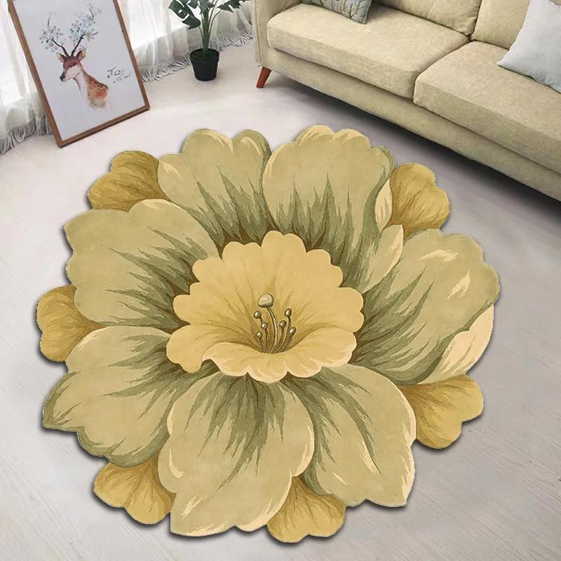 Nonslip Living Rugs Flower Area Shape Washable Large Care Carpet Household Easy Rug Bedroom Absorbent Simple Room Dirt Resistant