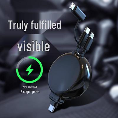 Three-in-One Retractable USB Charger: Fast Type-C Charging Cable for Apple, Huawei, and More