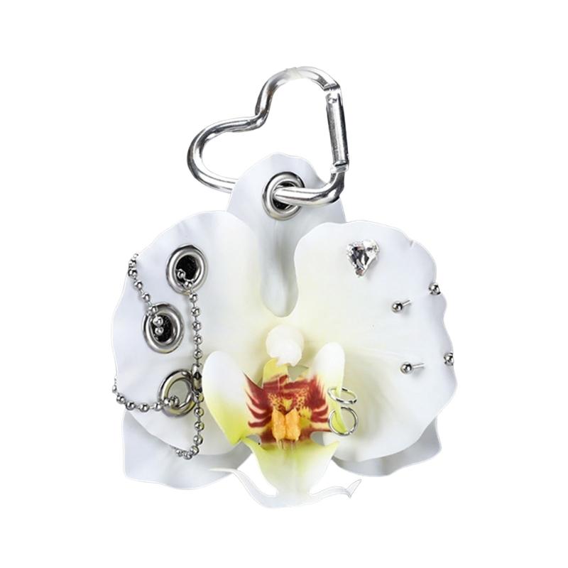 

Unique Floral Keychain Gift For Birthdays Travel Enthusiasts Sturdy Craftsmanship Versatile Use Phalaenopsis Charm белый