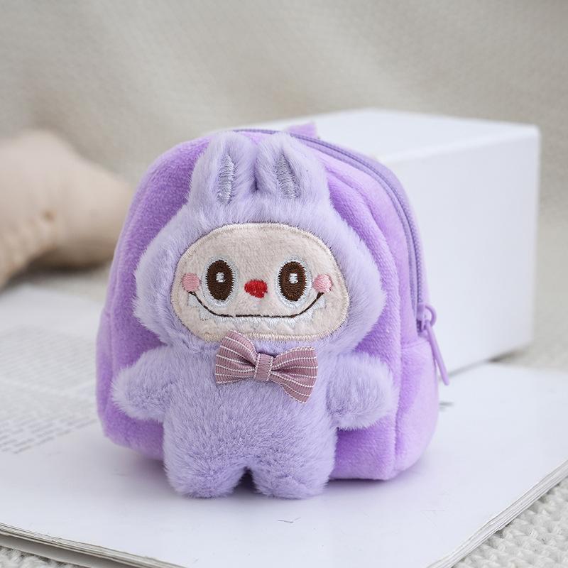 Small Labubu Backpack Cartoon Cute Coin Purse Plush Toy Backpack Pendant Stall Children's Birthday Gift