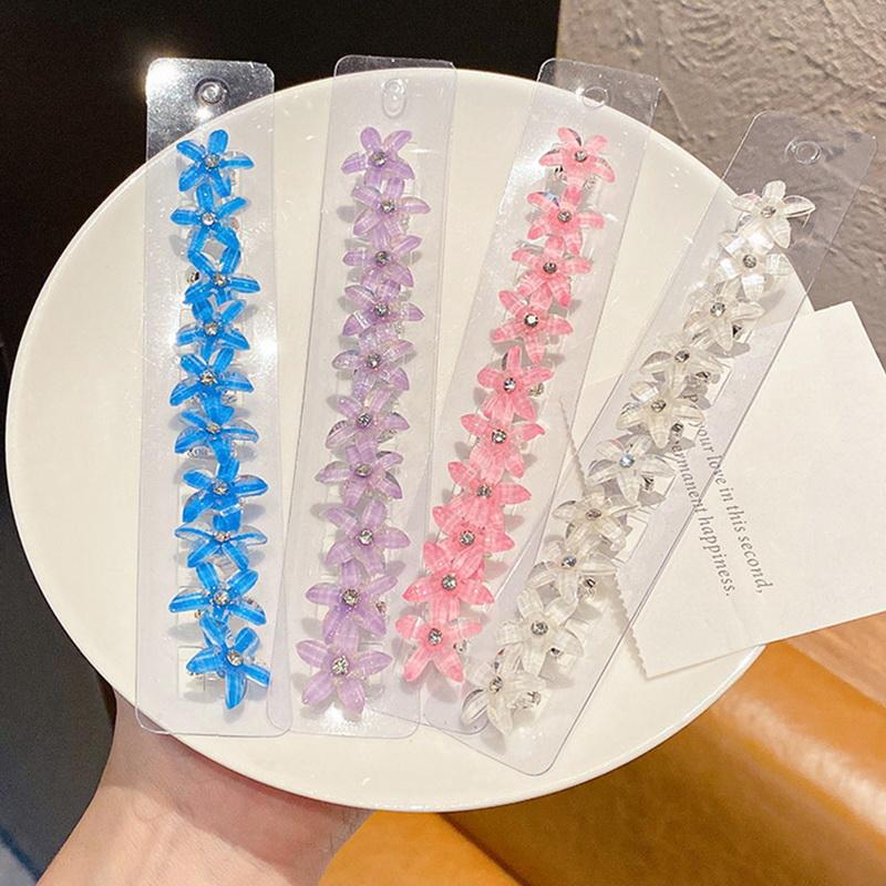 10Pcs/set Flower Hair Clips Rhinestones Girl Hair Claws Kids Fashion Hairpins Sweet Headwear Hair Accessories