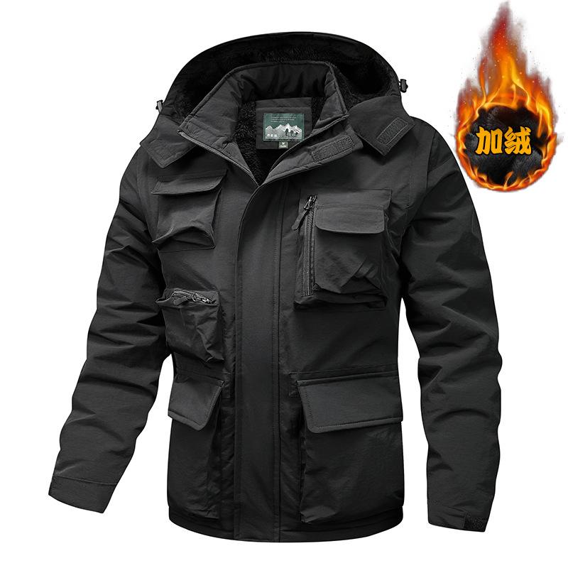

Весенне-осенняя съемная мужская повседневная куртка, куртка с карманами, большого размера, для улицы, свободного кроя, водонепроницаемая, ветрозащитная, утепленная куртка 4XL чёрный