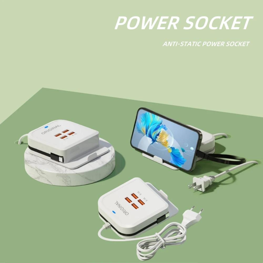 5.1A 4 Ports USB Type C Quick Charging Socket Multifunction USB Desktop Power Strip Holder For Phone Tablet Laptop EU/US/UK Plug