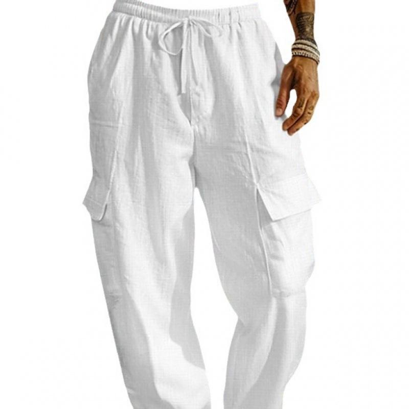 2024 Autumn Jogger Work Pants: Breathable Long Pants with Elastic Drawstring Waistband & Multi-Pocket Design