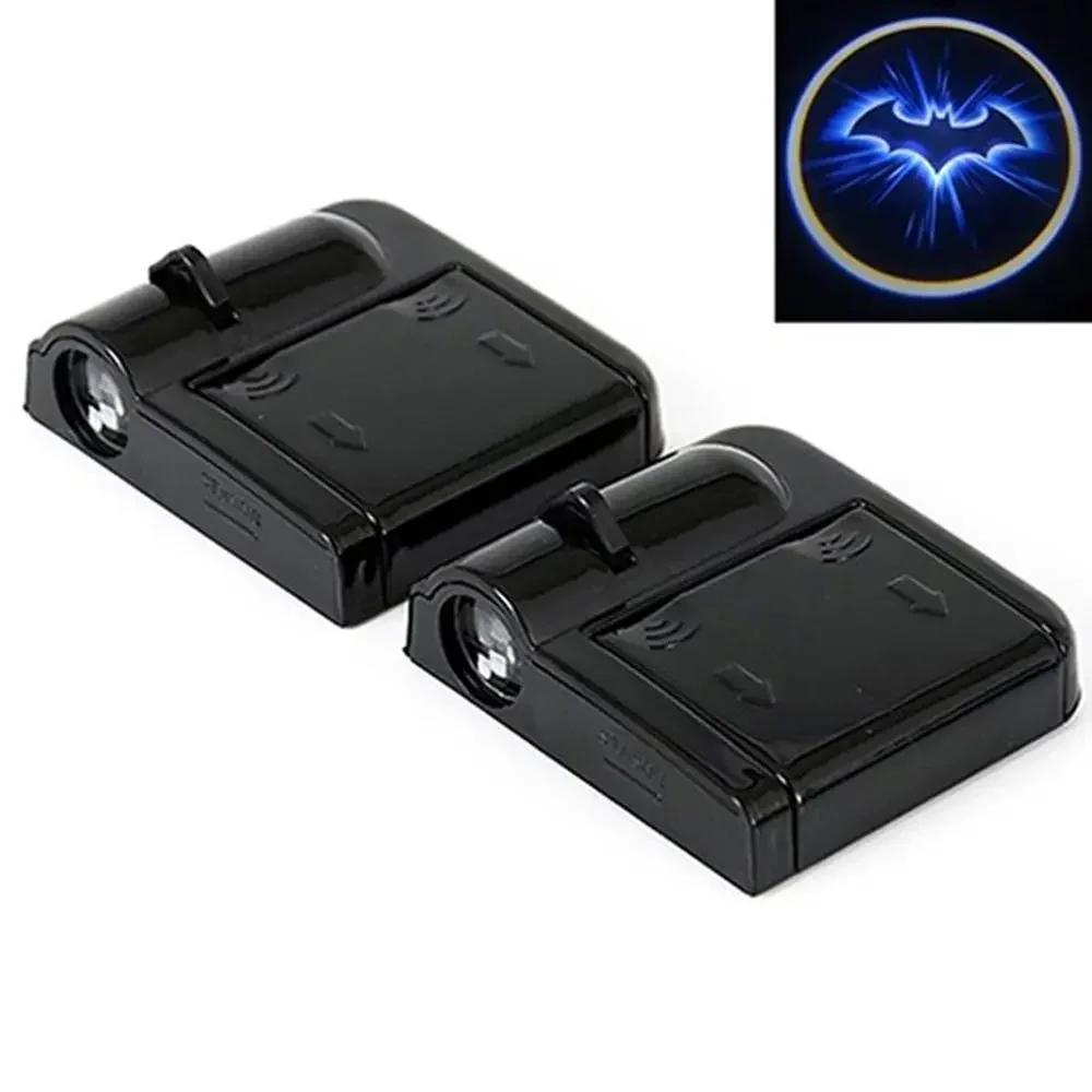 2PC Wireless Car Bat Logo Door Decor Light Shadow LED Welcome Laser Projector Lamp Interior Accessories Ornaments