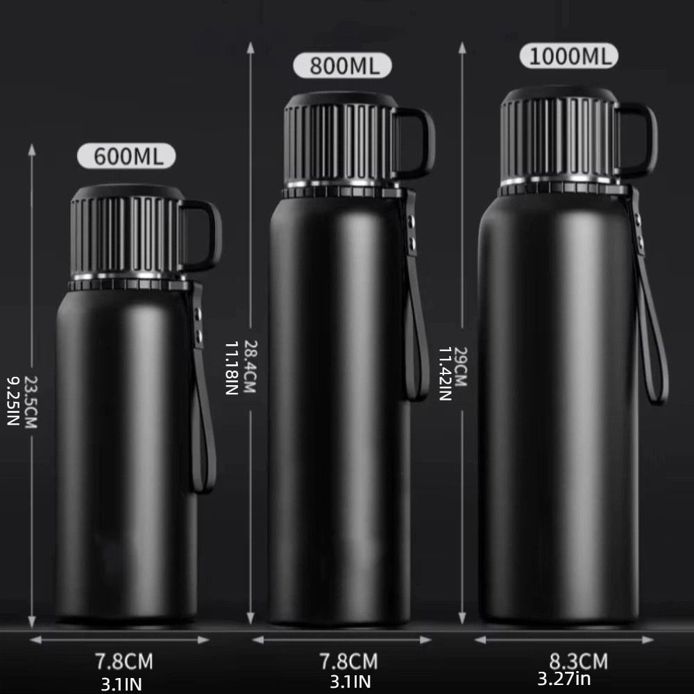 Stainless Steel Thermos Water Bottle 600/800/1000ML Thermos Tumbler Portable Coffee Cup  Sports