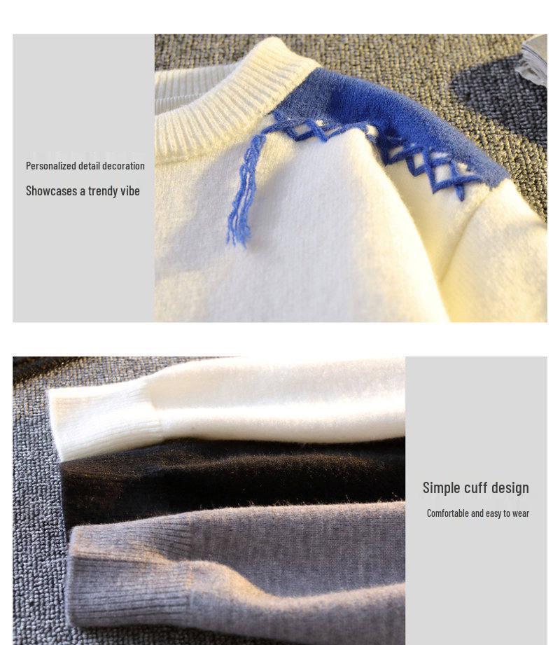 Men's 2025 New Style Korean Color-Block Round Neck Sweater - Trendy Youth Knitwear