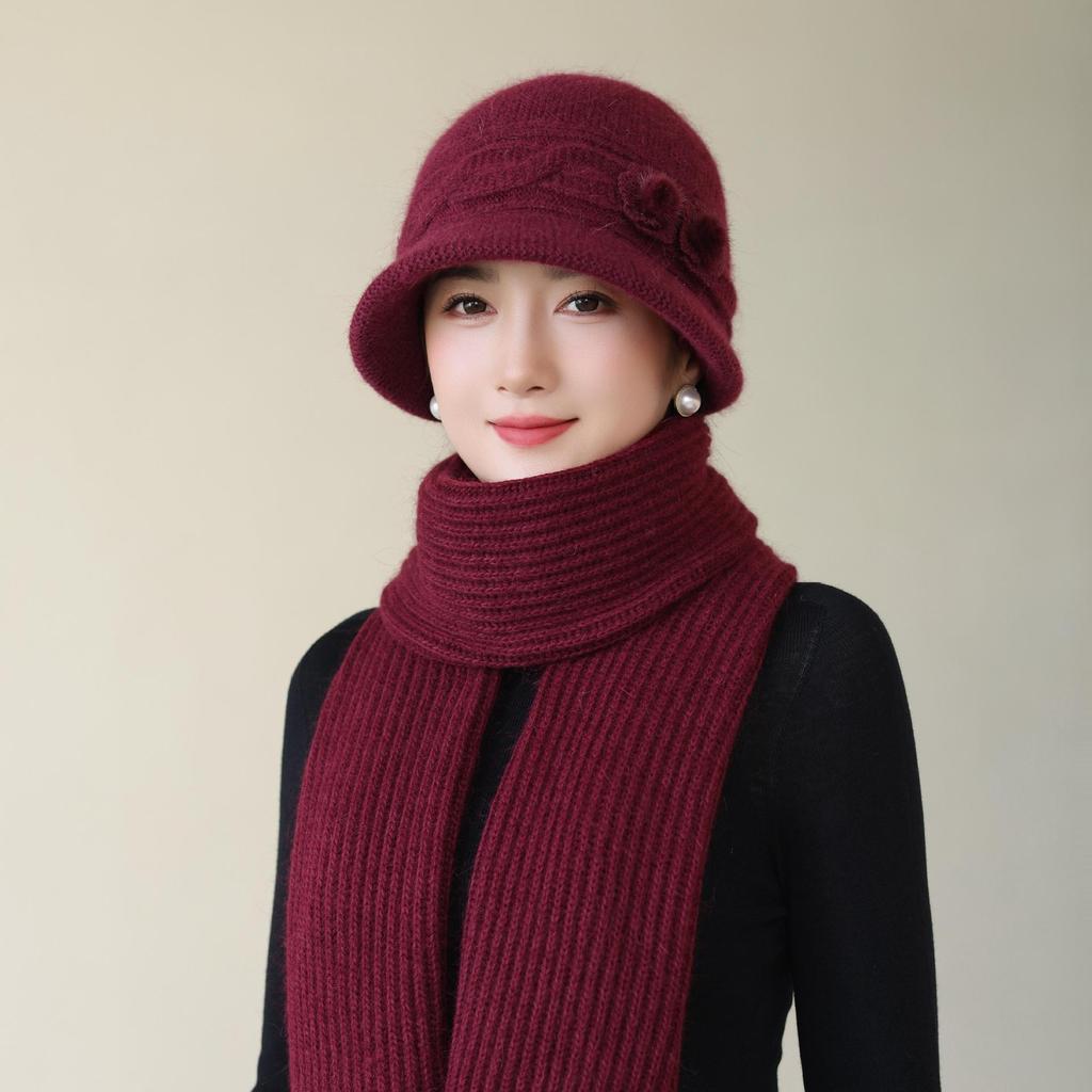 Warm Korean Rabbit Fur Thickened Fashionable Wool Basin Hat for Grandma Autumn and Winter New Style Middle Aged and Elderly Women's Hat