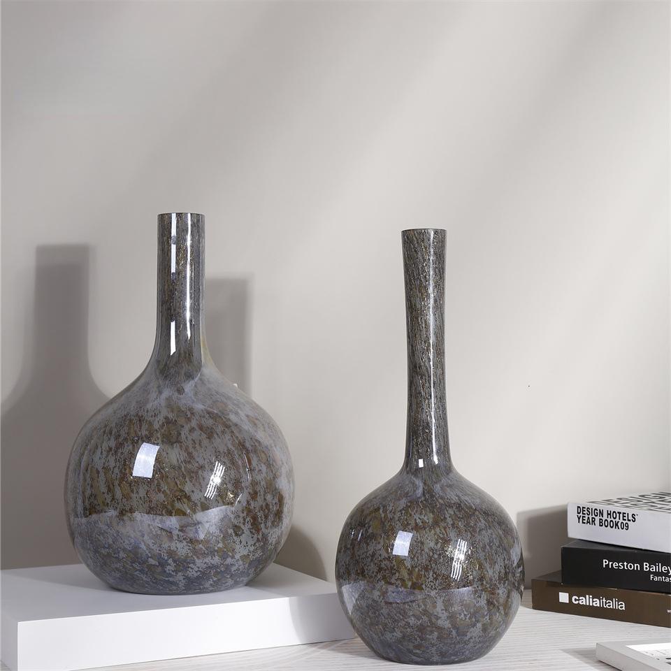 

Glass Vase Colored Hand-made Glass Crafts Fine Mouth Floral Arrangement Accessories Flower Vase Terrarium Home Decoration