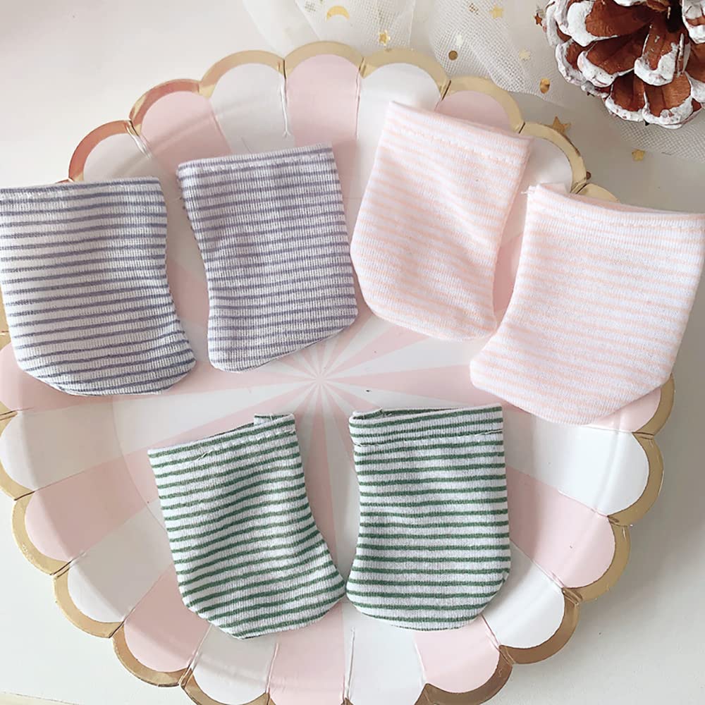 Niannyyhouse 20cm Plyšové Ponožky pro Panenky, Sada 3 Párů, Bavlněné Pruhované Ponožky pro Panenky, Oblečení pro Panenky