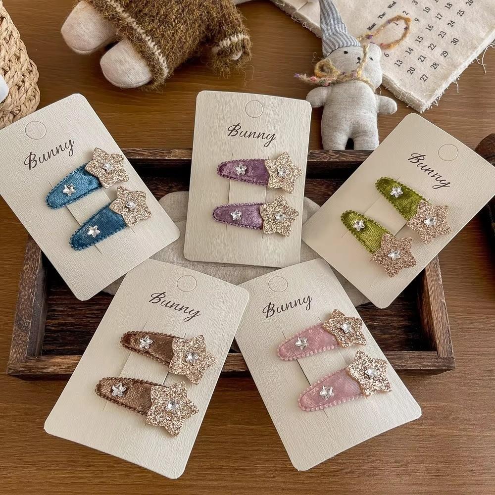2pcs/lot Shiny Water Drop Hair Clip Water Drop Shape Bang Side Clip Velvet Hair Clip For Kids Girls