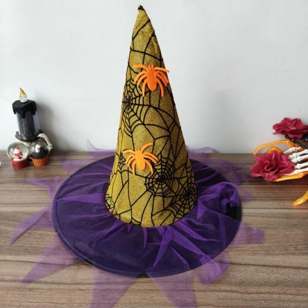 Skull Pattern Halloween Witch Hat Colorful Halloween Cosplay Accessories Children Wizard Cap  Kids