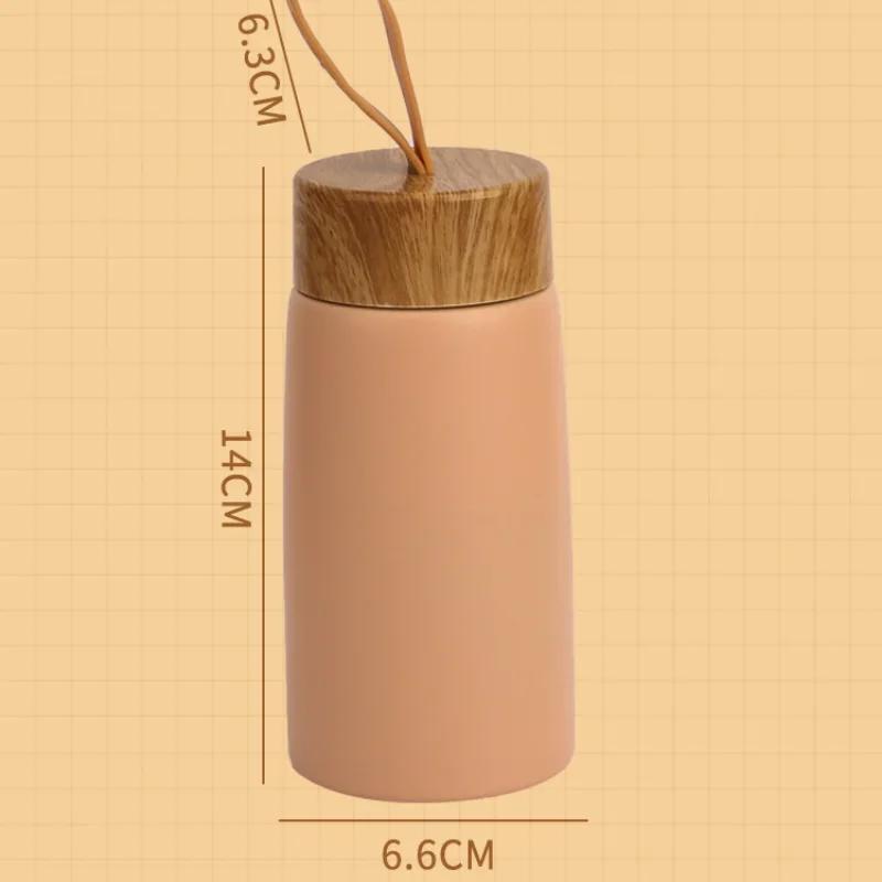 280ML Wood Grain Stainless Steel Water Bottle Vacuum Flask Thermal Large-capacity Portable Cups Long-term Thermal Insulation Mug