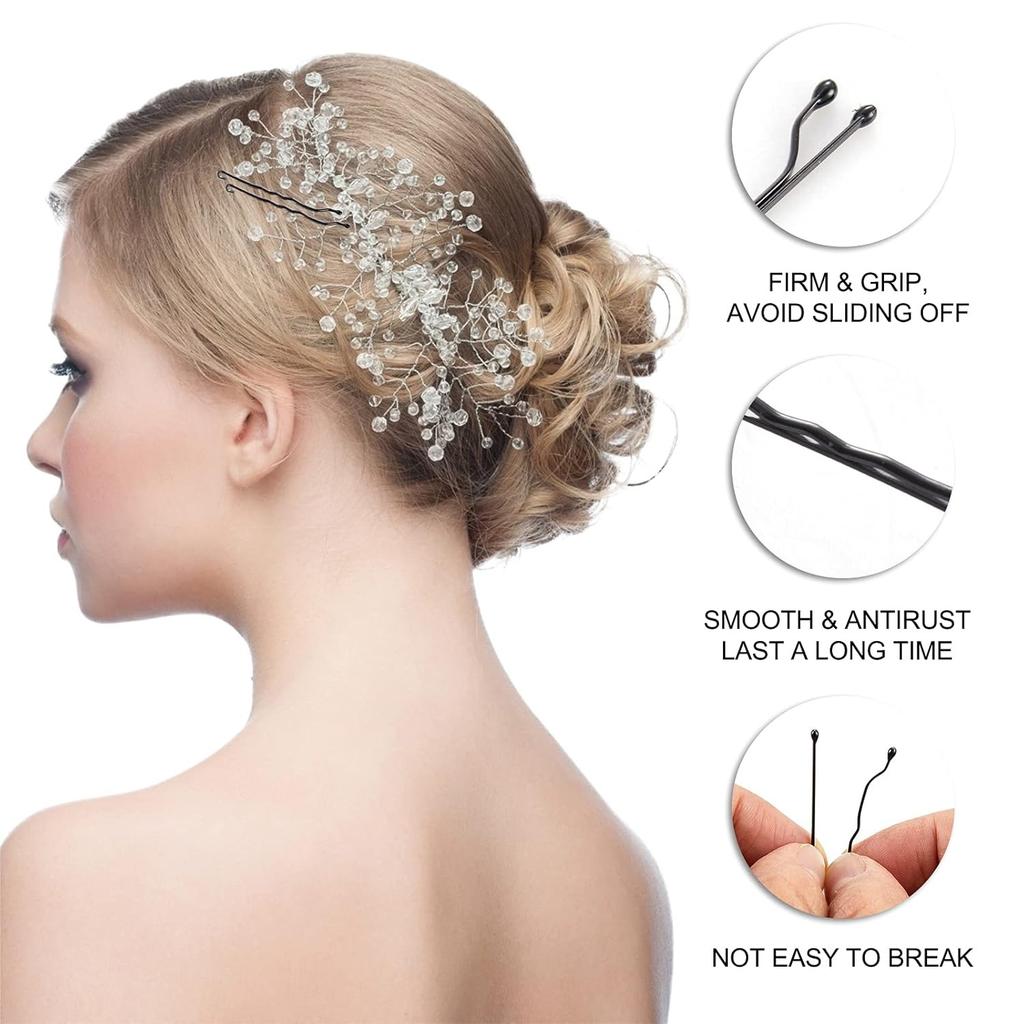 400PCS Hair Black Bobby Pins for Women,  Women Hair Pins, Bun Pins for Thick Hair Thin hair and All Hair Types,