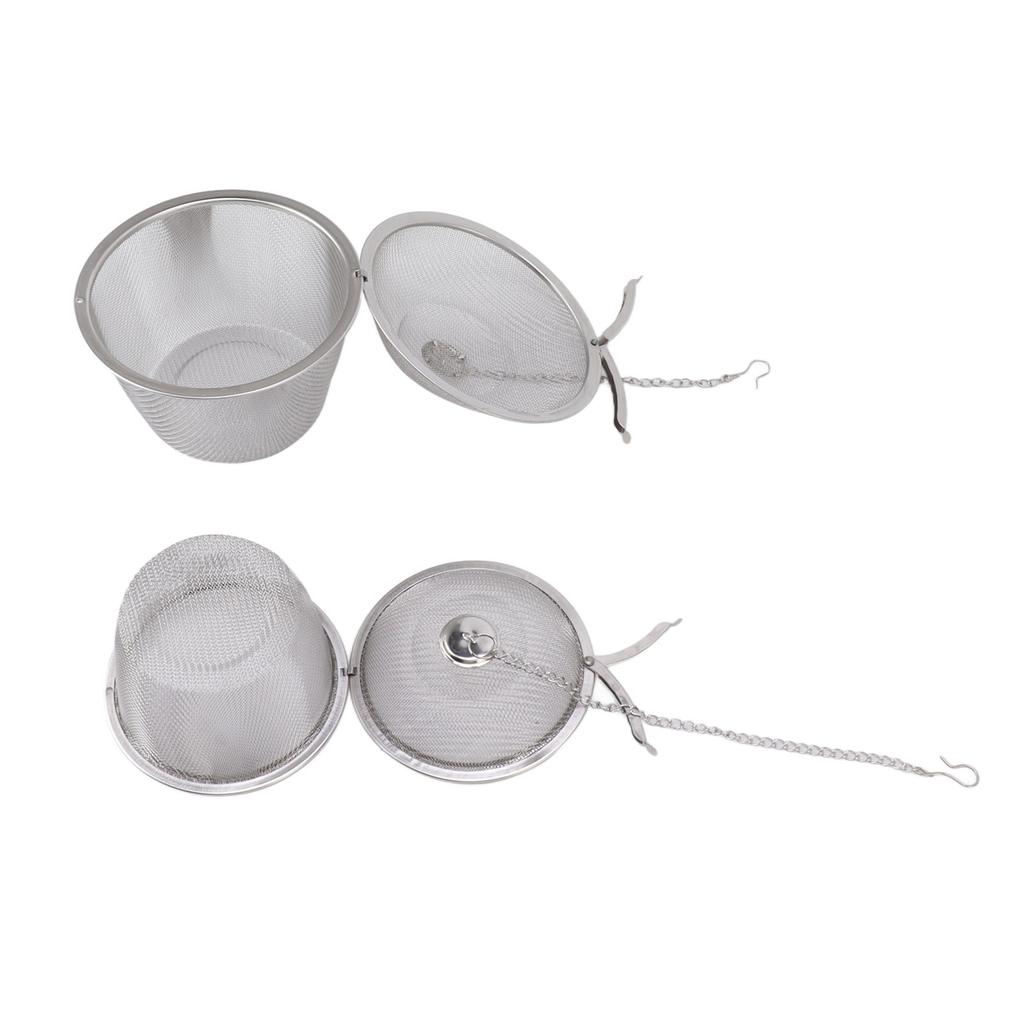 2pcs Mesh Tea Stainless Steel Tea Strainer with Hook Chain for Spice Soup Tea Herbs