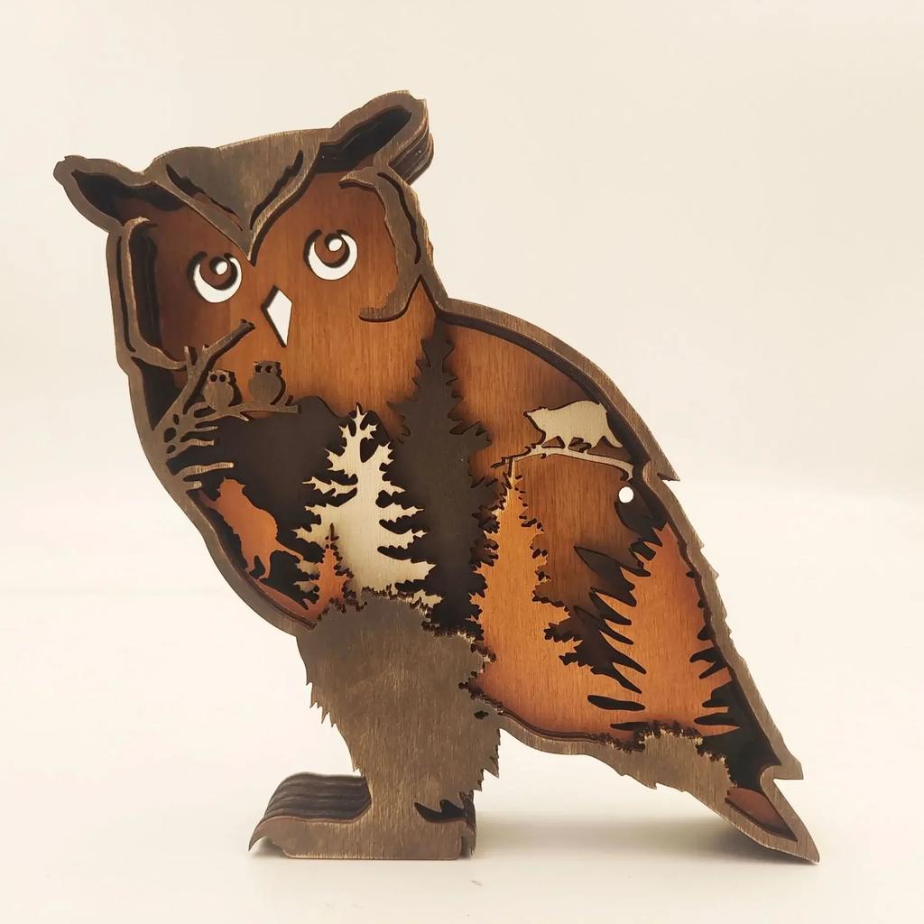 2026 New Creative Wooden Sculptures Carving Ocean Forest Animals Crafts Nordic Ornaments Home Office Desk Decoration Accessories