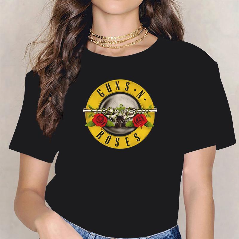 

Guns N Roses Graphic Print T Shirt Plus Size Rock Band Casual Streetwear Short Sleeve Fashion Crew Neck Women L