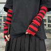 Dames Armwarmer Duimgatontwerp Ellebooglengte Rekbaar Gebreide armmouwen Rood-zwart gestreept Halve vingerarmhandschoenen Cosplay Handschoenen Halloween