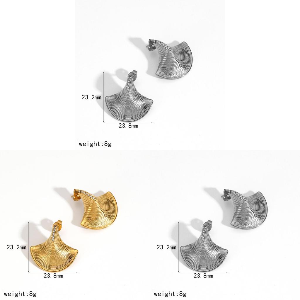 Brincos de Pino Geométricos de Aço Inoxidável com Detalhes de Diamante para Mulheres
