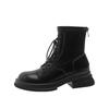 New thick-soled Martin boots with heightened elasticity and thin boots for women's thick-heeled lace-up short boots and velvet women's boots