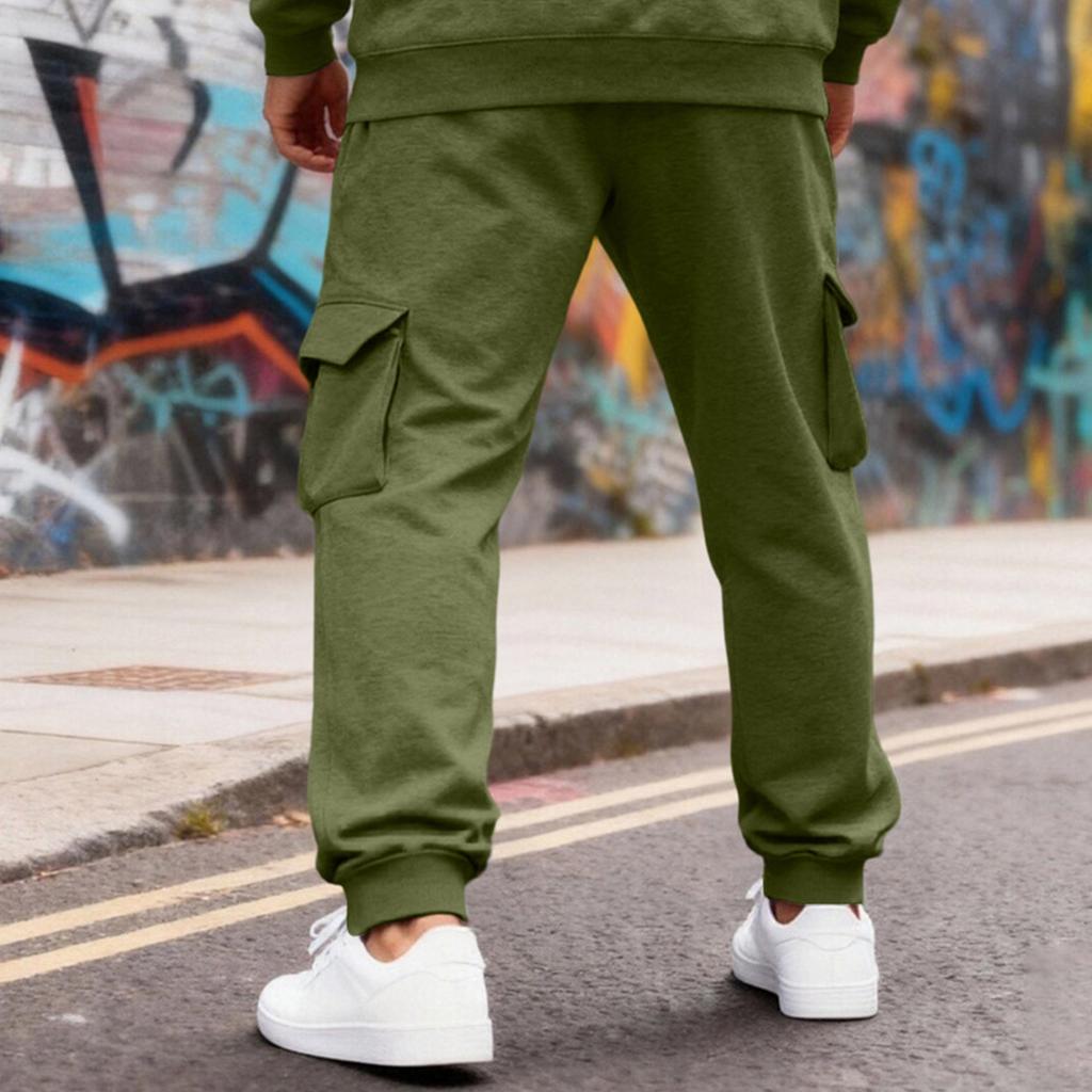 Herren Cargo Jogginghosen mit elastischem Bund und Kordelzug, schmal zulaufende lässige Hosen