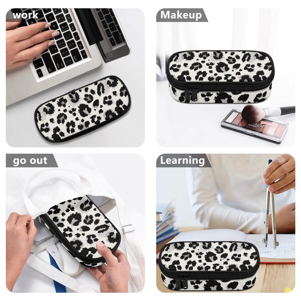 Pencil Pouch Printed 300D Polyester Full Zipper Closure with Main Storage Mesh Pocket and Organized Pen Holders for Boys Girls