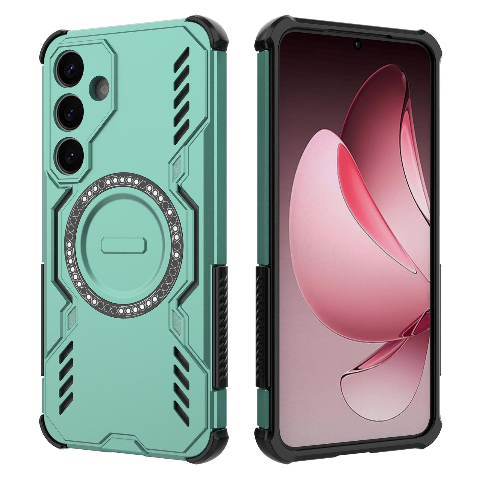 

For Samsung Galaxy S25+ Magnetic Case Butterfly Armor Hollow Heat Dissipation PC + TPU Phone Cover D